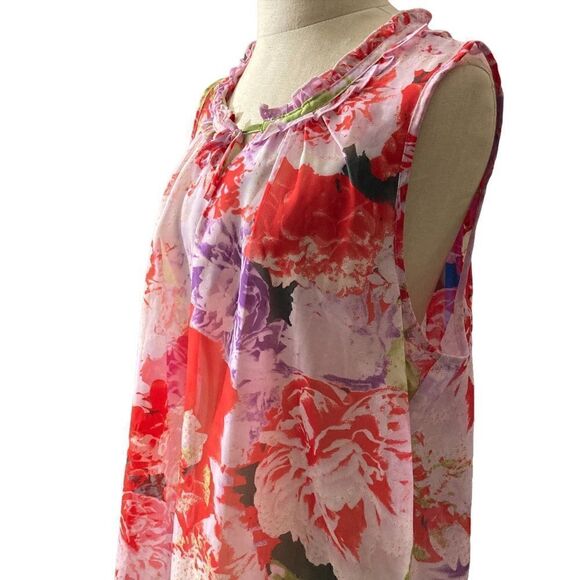 Wildflower Sheer Flowered Tank Top / SZ: XL - Picture 4 of 7